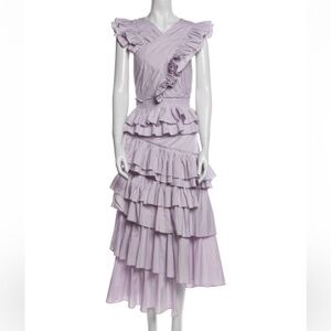 FUN &N FLIRTY PURPLE ULLA JOHNSON AURORE DRESS WITH RUFFLES SIZE 8